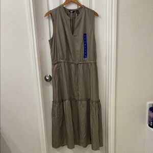 Lands' End Tan Tiered Midi Sundress